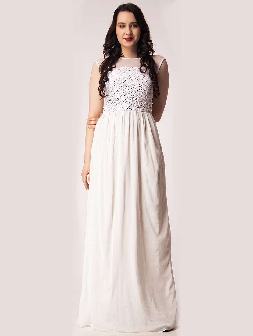 women emebllished round neck sleeveless a-line dress - 22088490 - Standard Image - 2