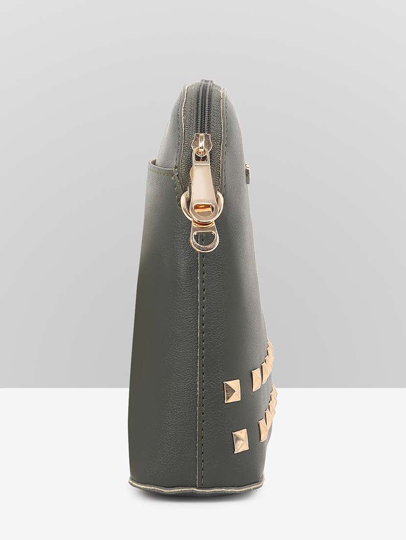women solid leatherette sling bag - 22088509 - Standard Image - 2