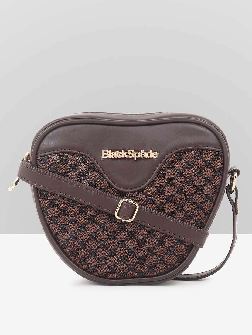 brown leatherette (pu) sling bag