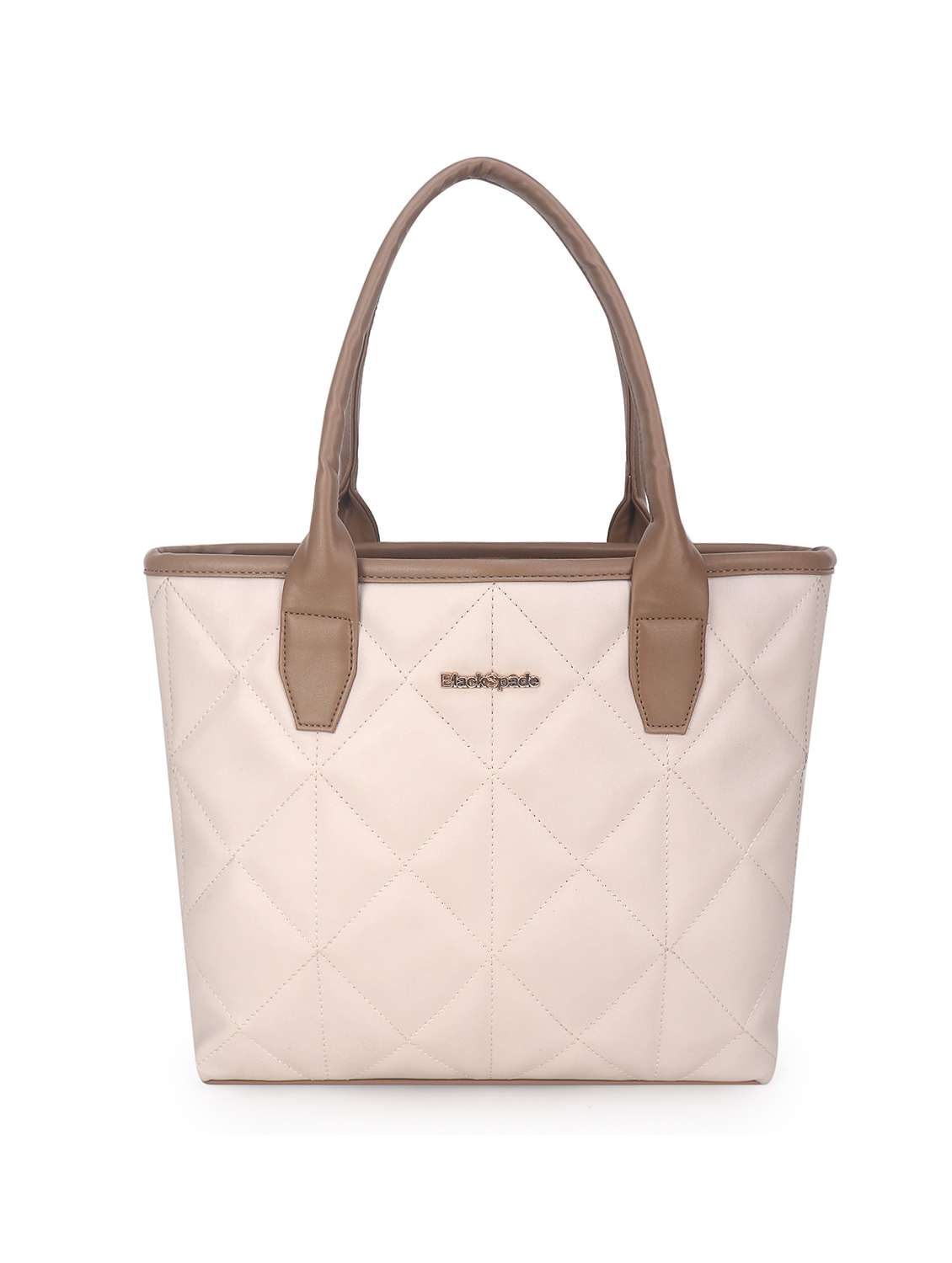women cream textured double handle handbag
