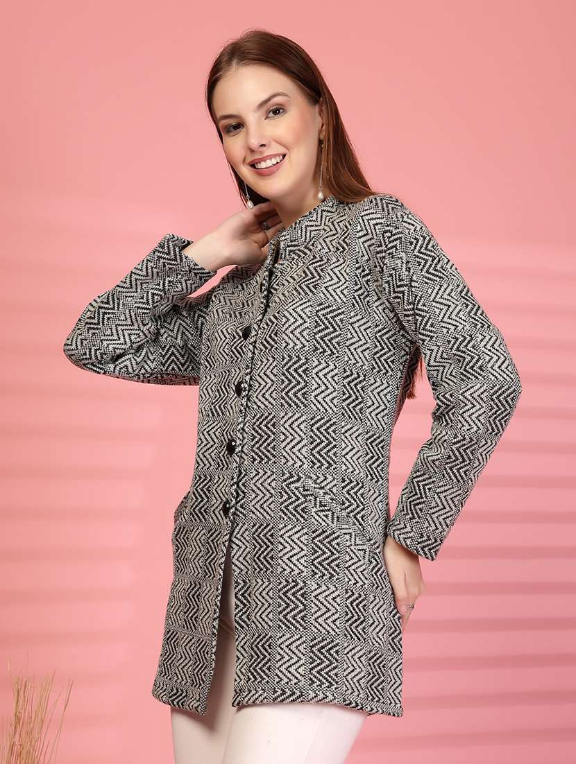 women self designed long sleeve cardigan - 22088552 - Standard Image - 2