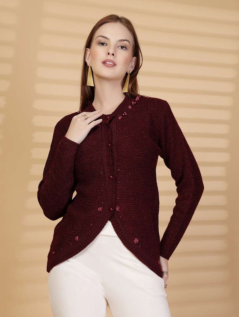 women self designed long sleeve cardigan - 22088560 -  Standard Image - 2