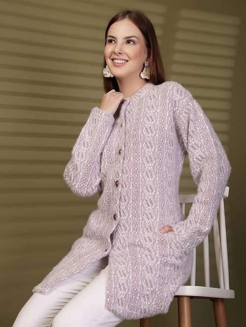 women self designed long sleeve cardigan - 22088578 - Standard Image - 0