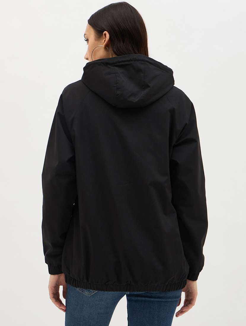 women solid long sleeve windcheater jacket - 22088609 - Standard Image - 2