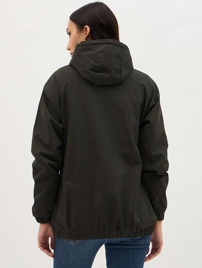 women solid long sleeve windcheater jacket - 22088613 - Standard Image - 2