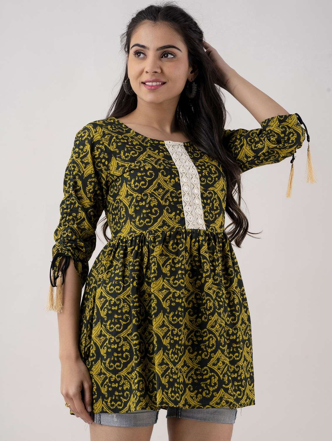 women printed long sleeve flared kurti - 22088694 - Standard Image - 2