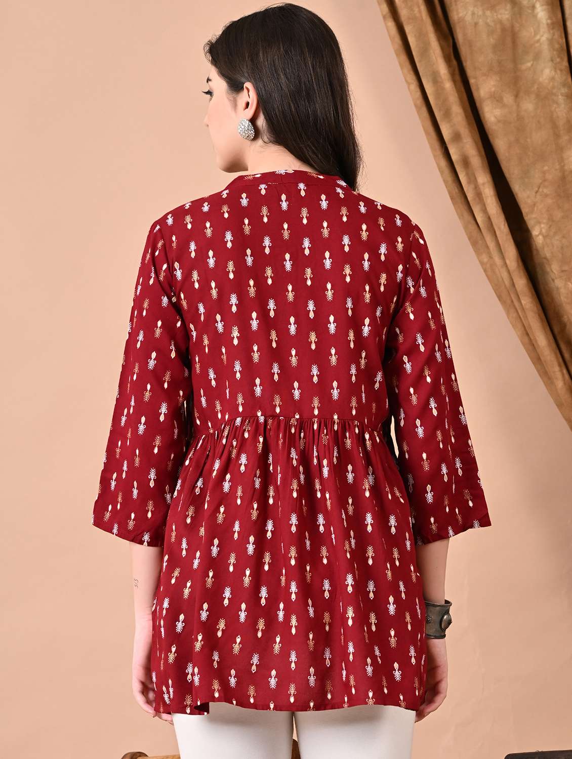 women printed long sleeve flared kurti - 22088695 - Standard Image - 2