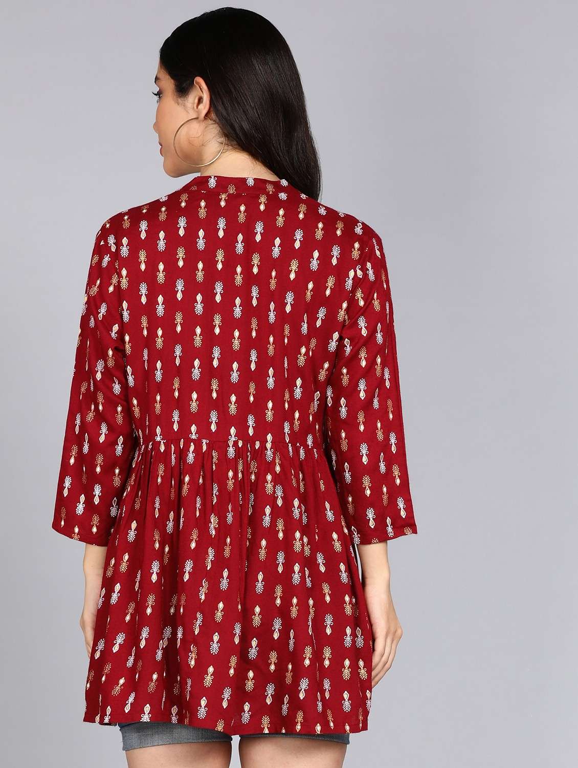 women printed long sleeve flared kurti - 22088698 - Standard Image - 2