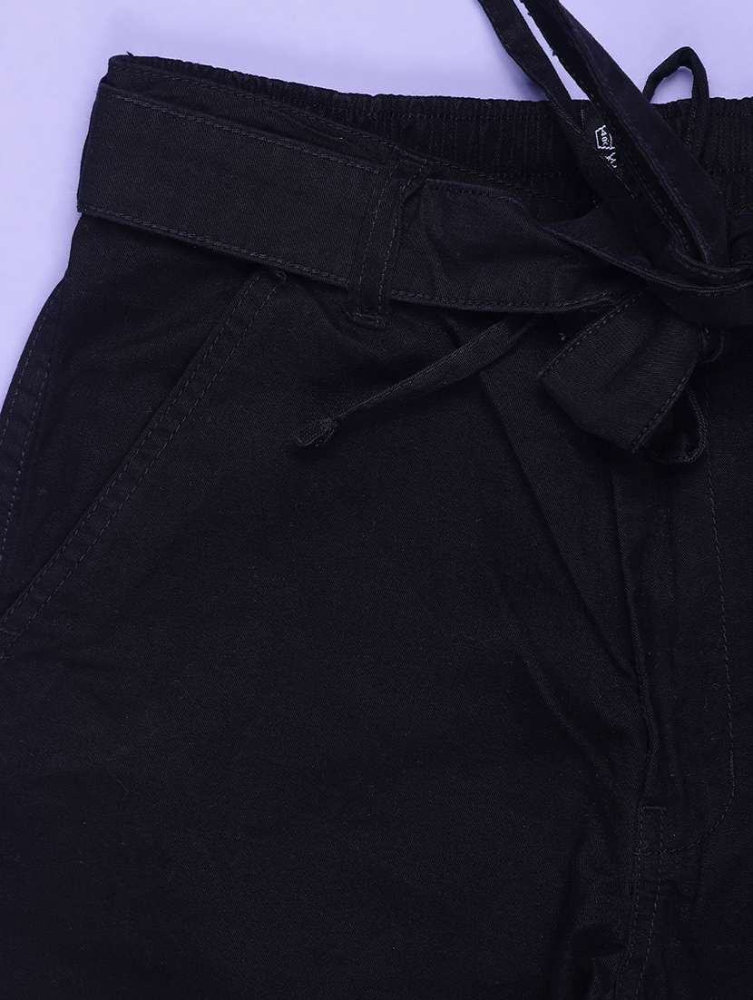 girls black solid mid rise cargo - 22088835 -  Standard Image - 2