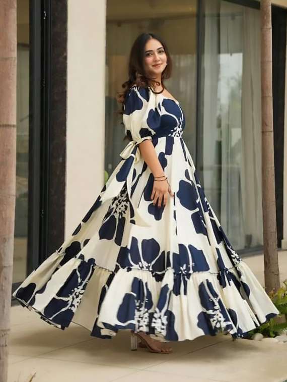 women floral print puff sleeve tiered dress - 22088836 -  Standard Image - 2