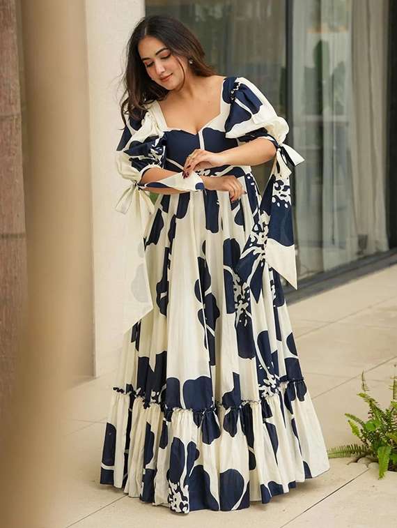 white rayon ballon  dress