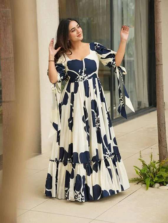 white rayon ballon  dress - 22088855 -  Standard Image - 2