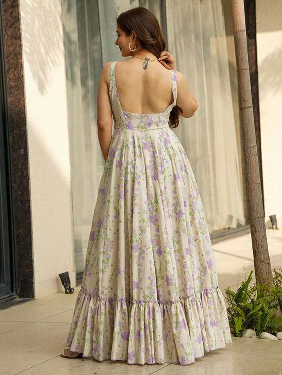women floral print shoulder strap tiered dress - 22088858 -  Standard Image - 2