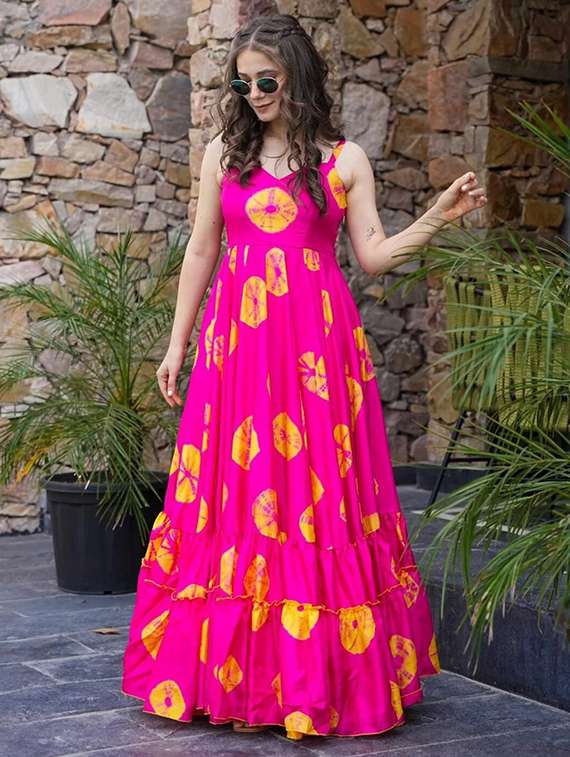 women printed shoulder strap tiered dress - 22088861 -  Standard Image - 2