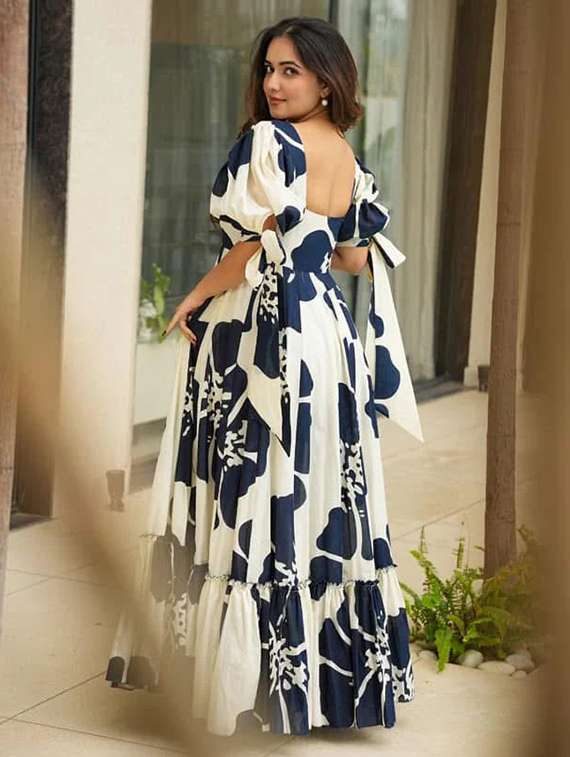 floral print tiered maxi dress puff sleeves - 22088883 -  Standard Image - 2