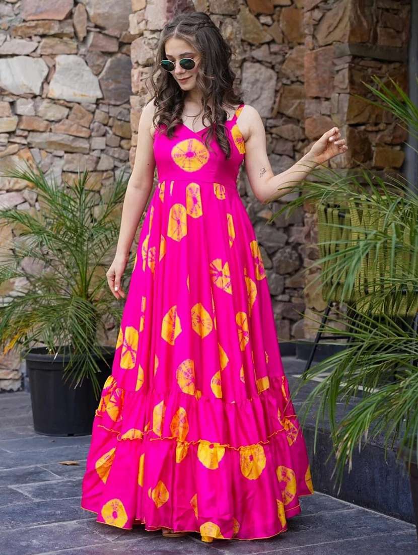 women printed shoulder strap tiered dress - 22088889 -  Standard Image - 2