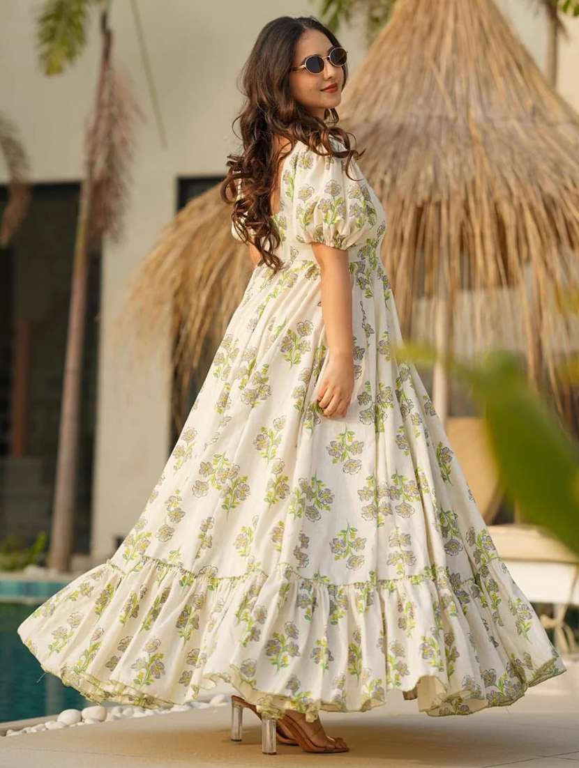 women floral print puff sleeve tiered dress - 22088892 -  Standard Image - 2