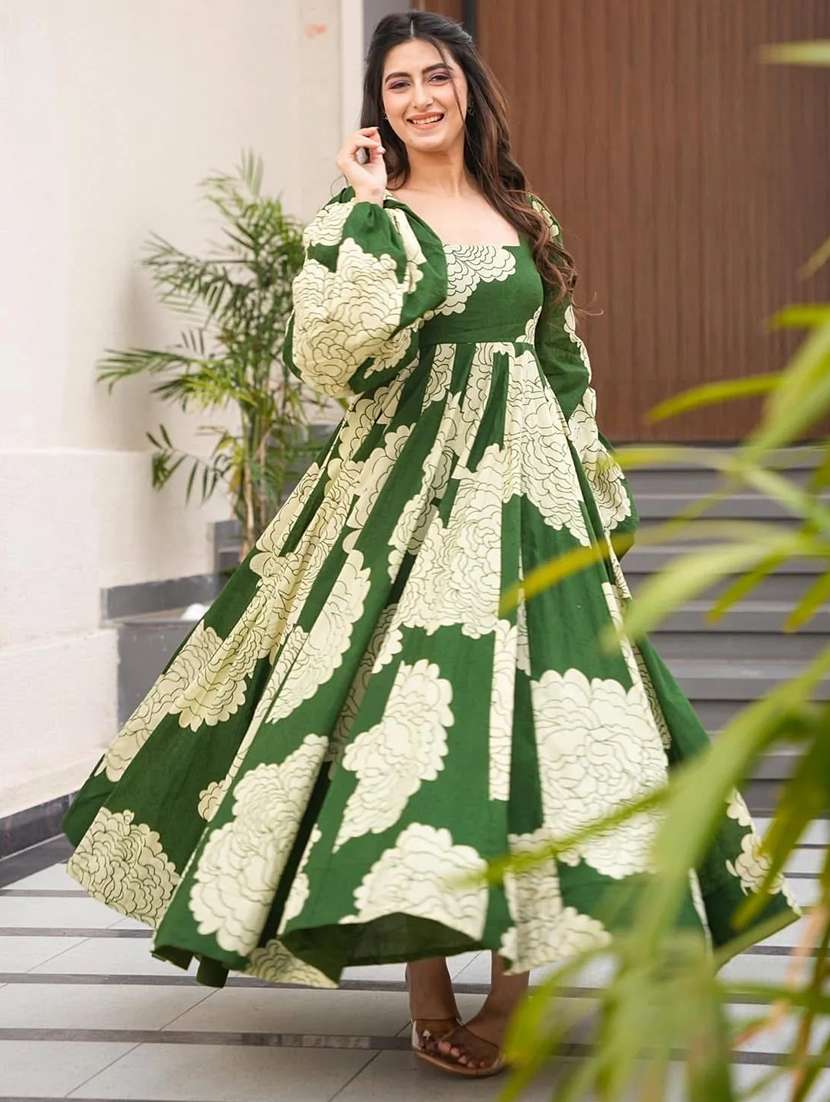 women floral print puff sleeve fit & flare dress - 22088895 -  Standard Image - 2