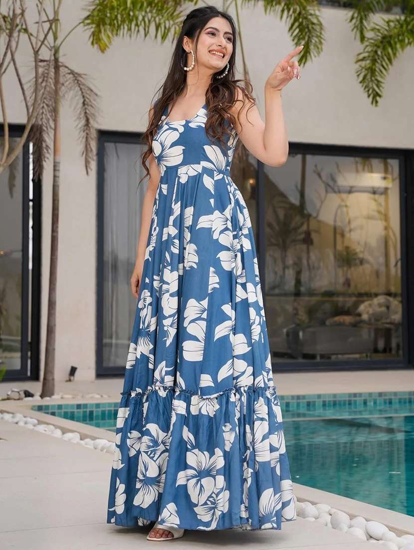 women floral print sleeveless tiered dress - 22088902 -  Standard Image - 2