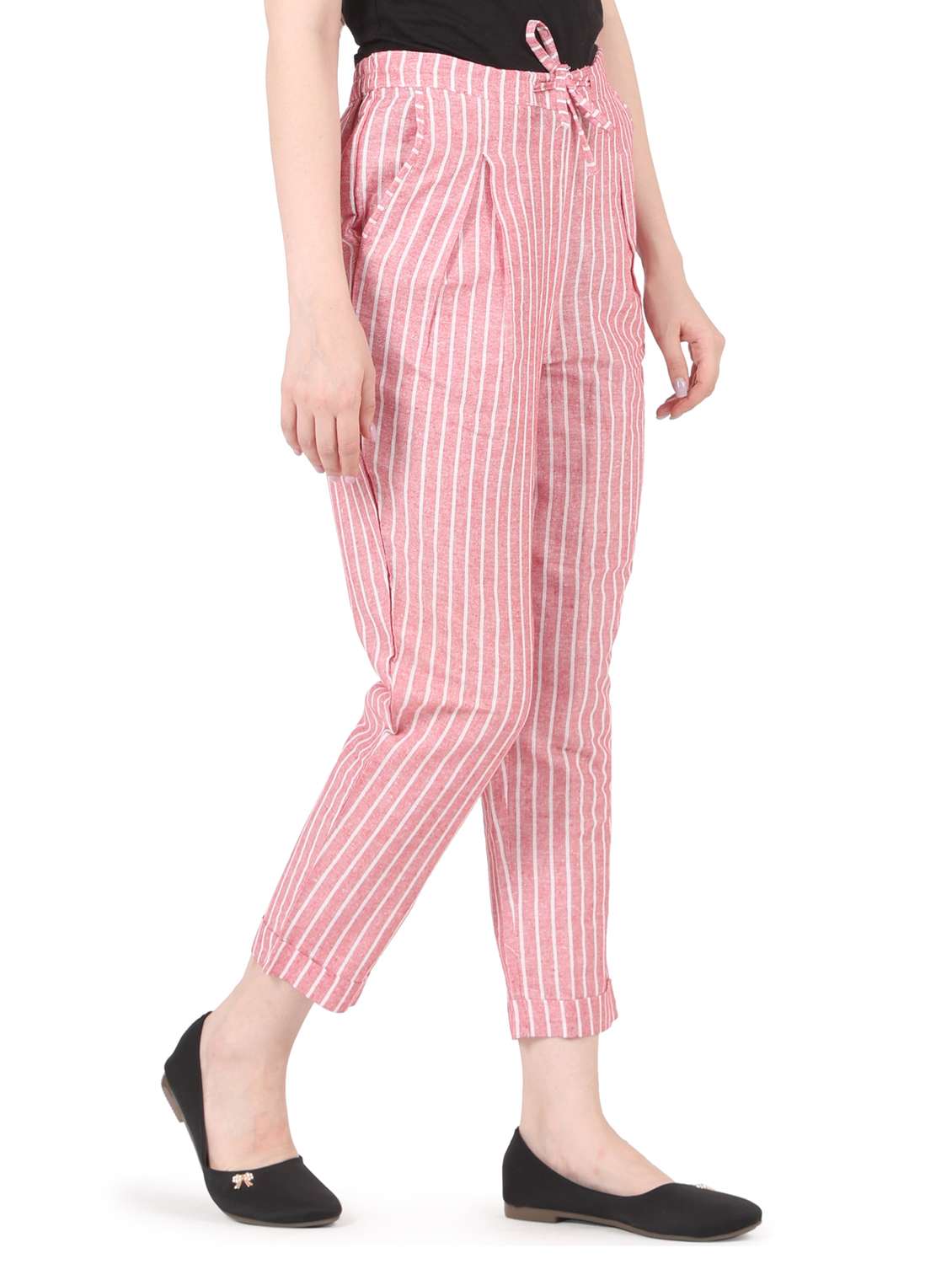 women striped high rise straight trouser - 22088962 -  Standard Image - 2