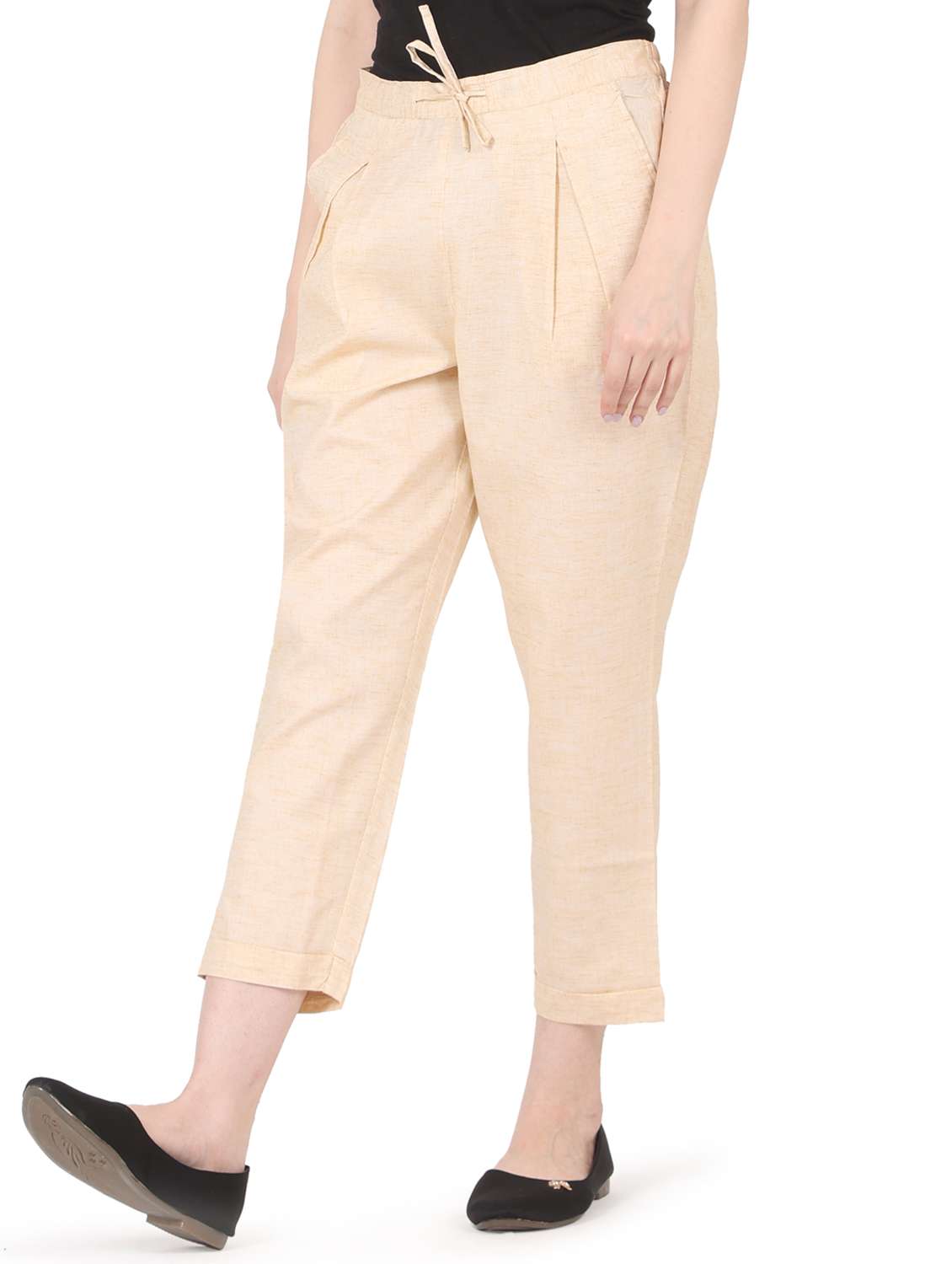 women solid high rise straight trouser - 22088966 - Zoom Image - 0