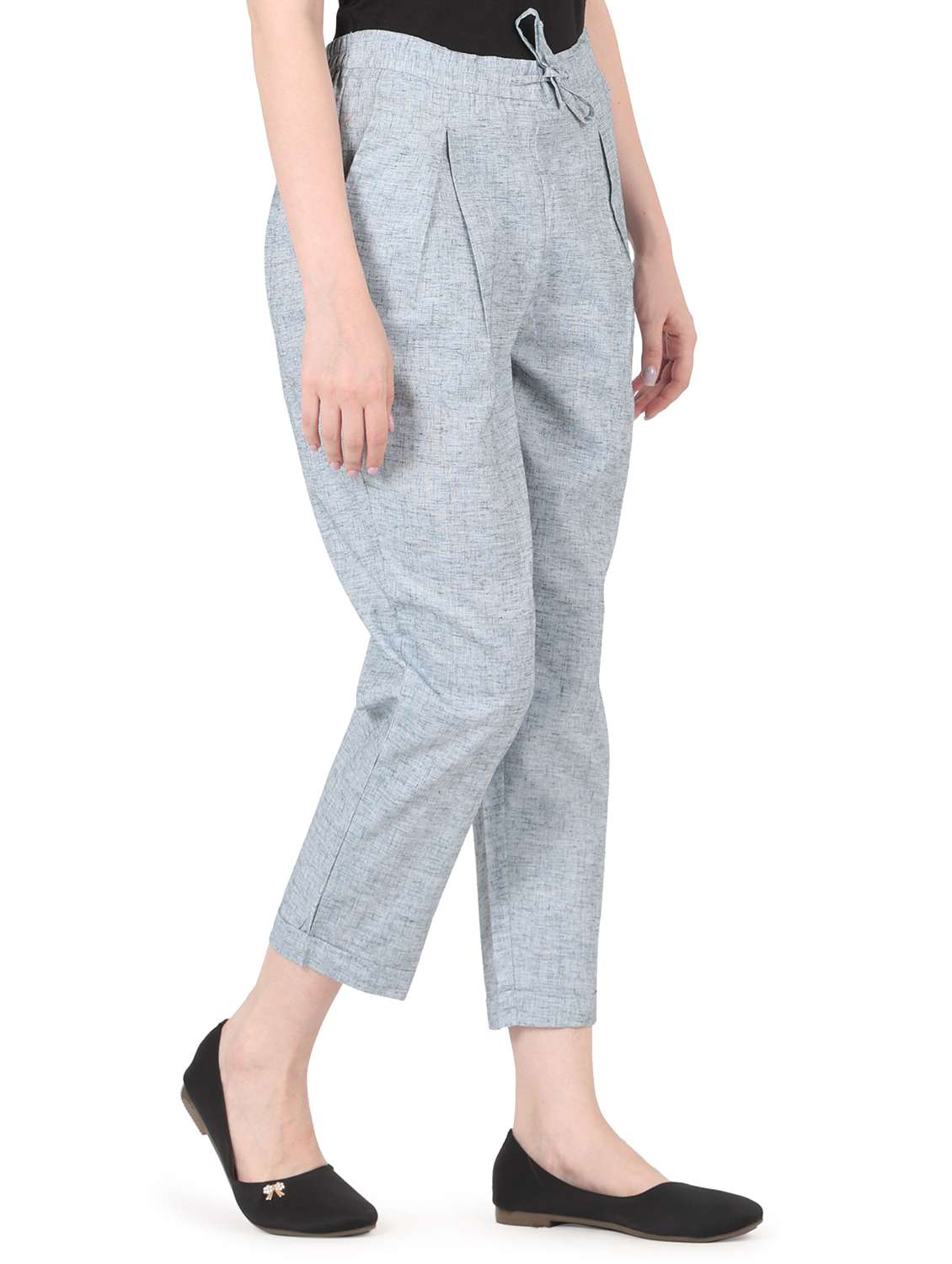 women solid high rise straight trouser - 22088967 - Standard Image - 2