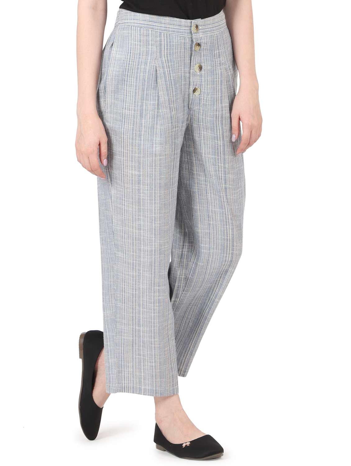 women solid mid rise straight trouser - 22088969 - Standard Image - 2