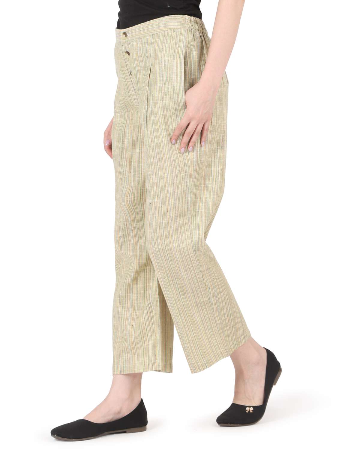 women solid mid rise straight trouser - 22088970 - Standard Image - 2