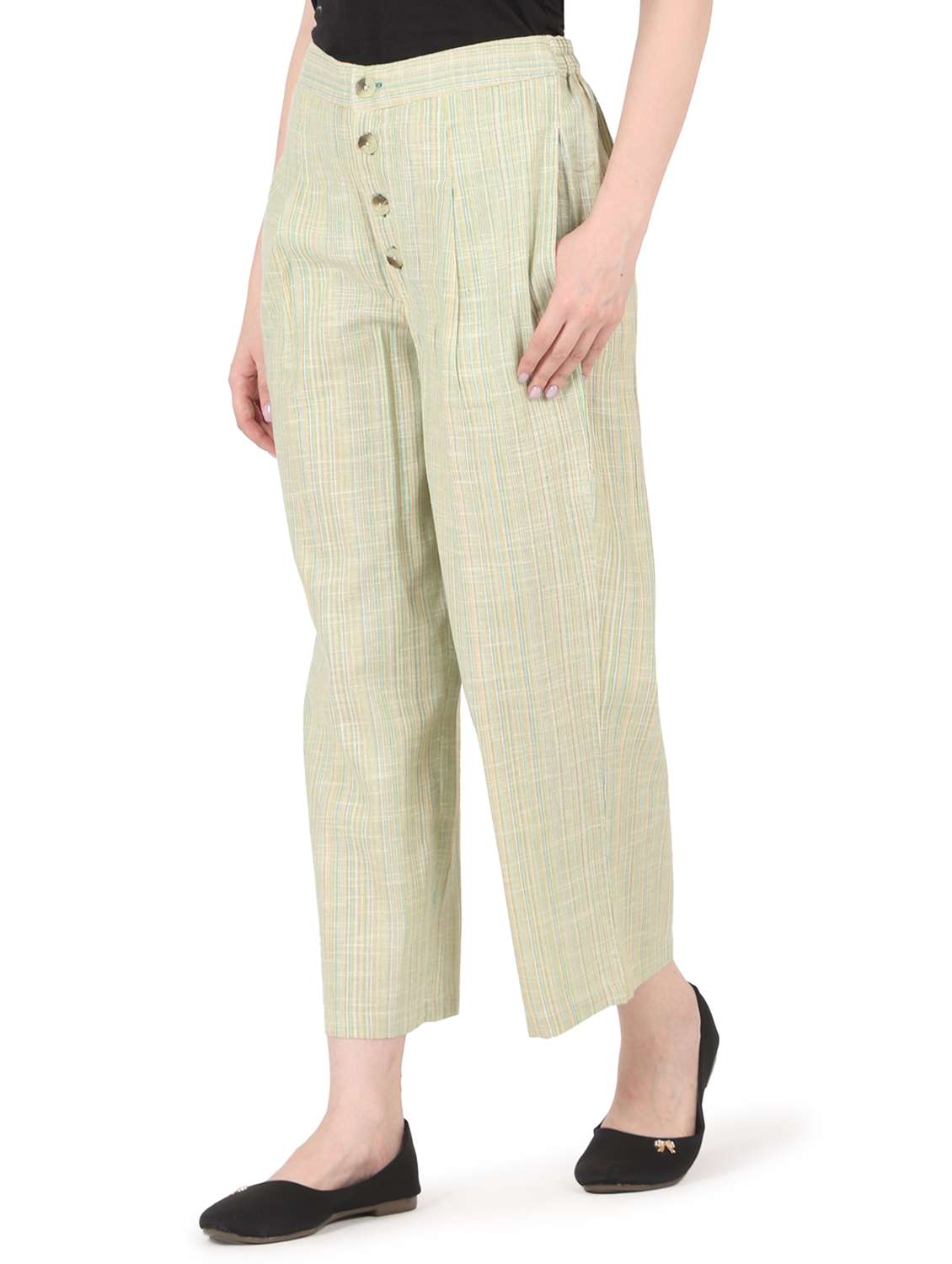 women solid high rise straight trouser - 22088971 - Standard Image - 2