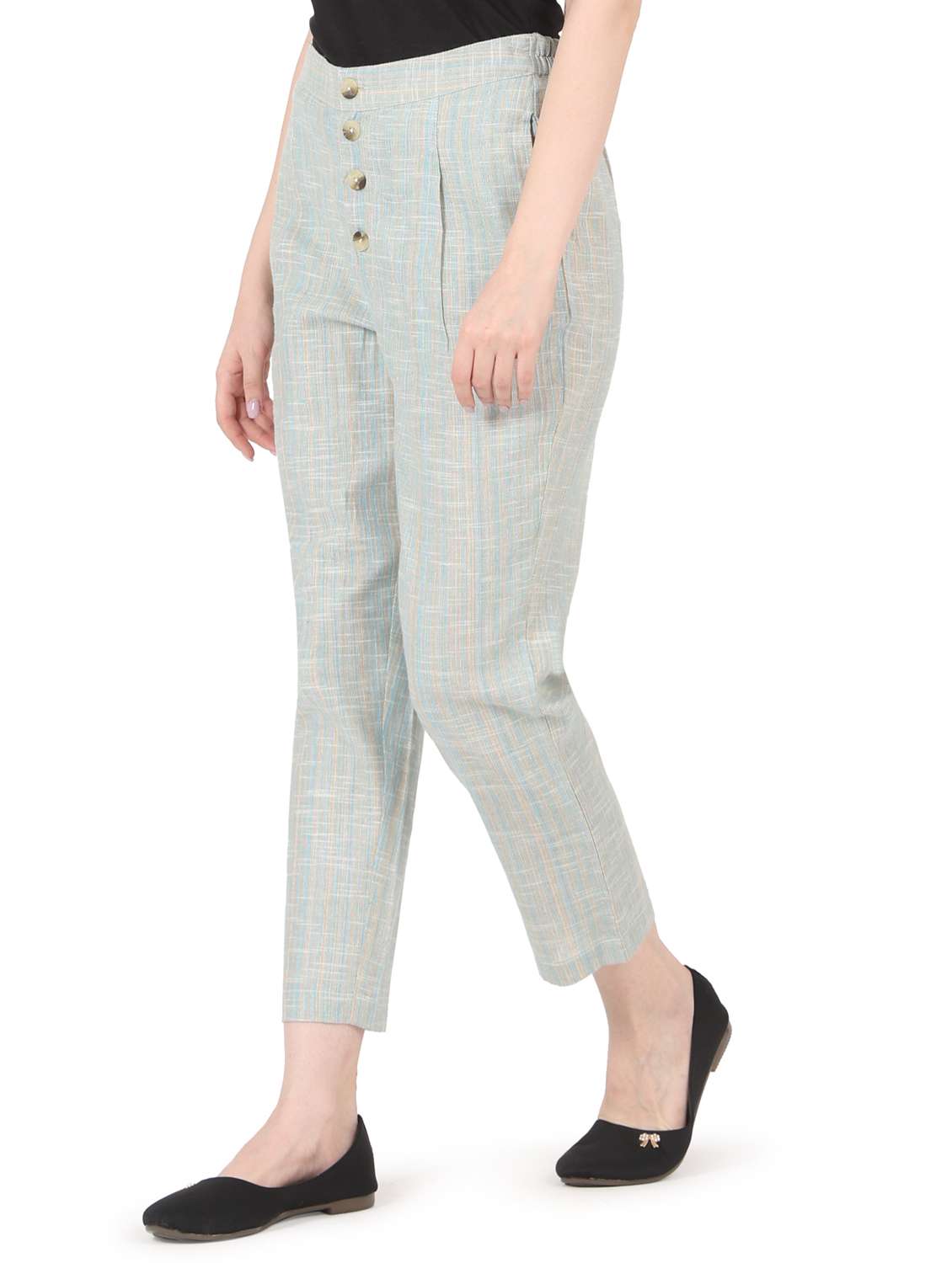 women solid high rise straight trouser - 22088973 - Standard Image - 2
