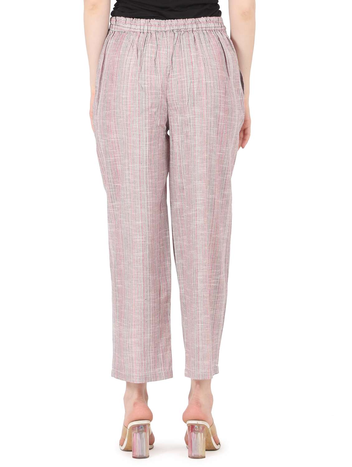 women striped high rise straight trouser - 22088974 - Standard Image - 2