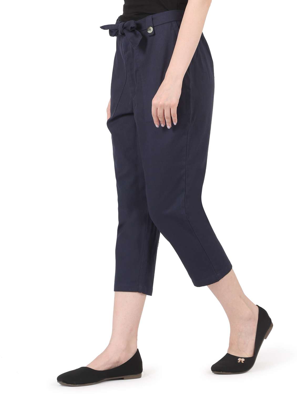 women solid high rise straight trouser - 22088975 - Standard Image - 2