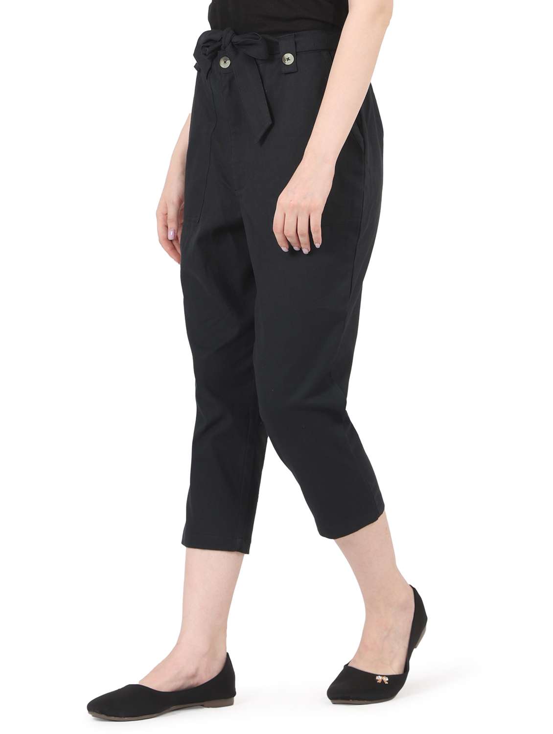 women solid high rise straight trouser - 22088976 - Standard Image - 2