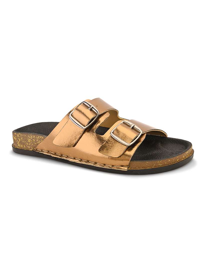 women gold slip on sandal - 22088980 -  Standard Image - 2