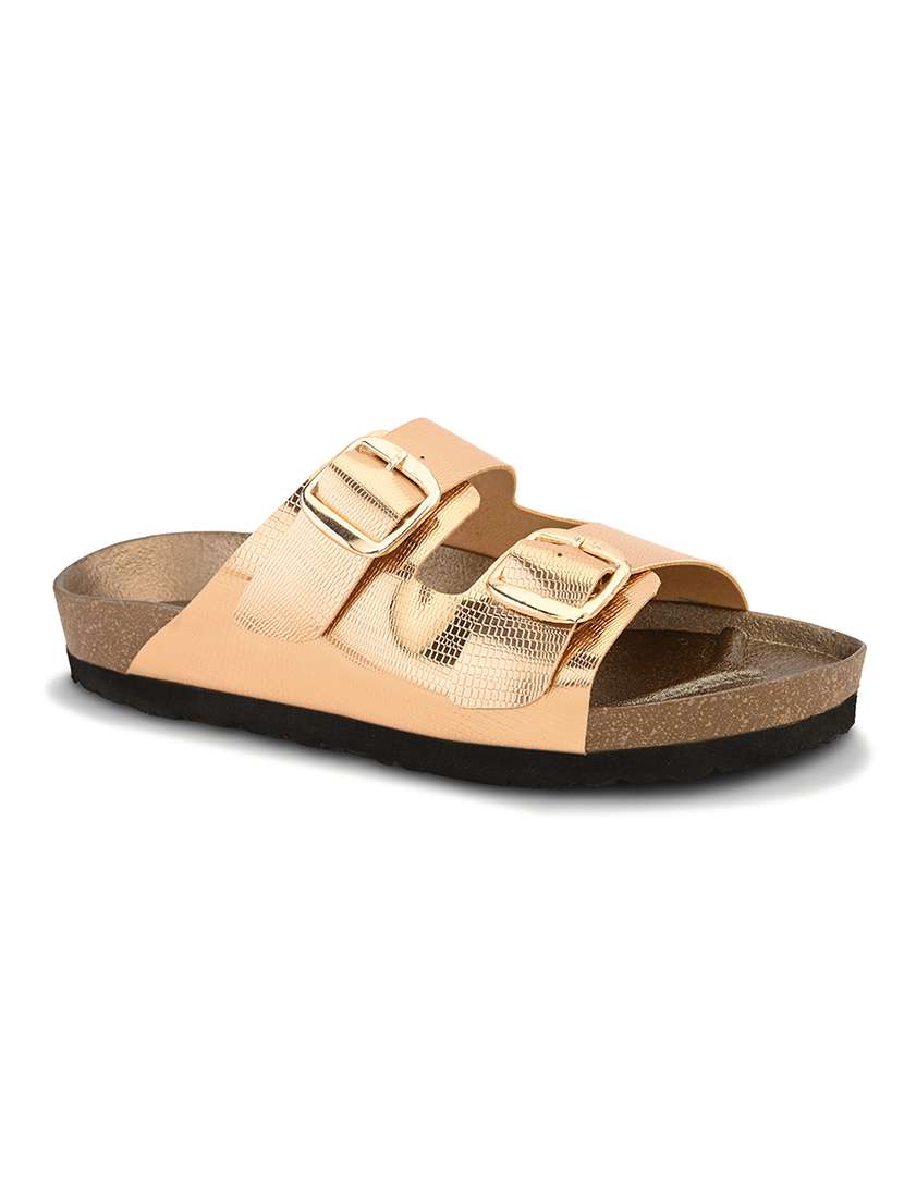 women gold slip on sandal - 22088993 - Standard Image - 2
