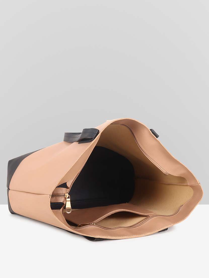 women color blocked leatherette tote bag - 22089030 -  Standard Image - 2