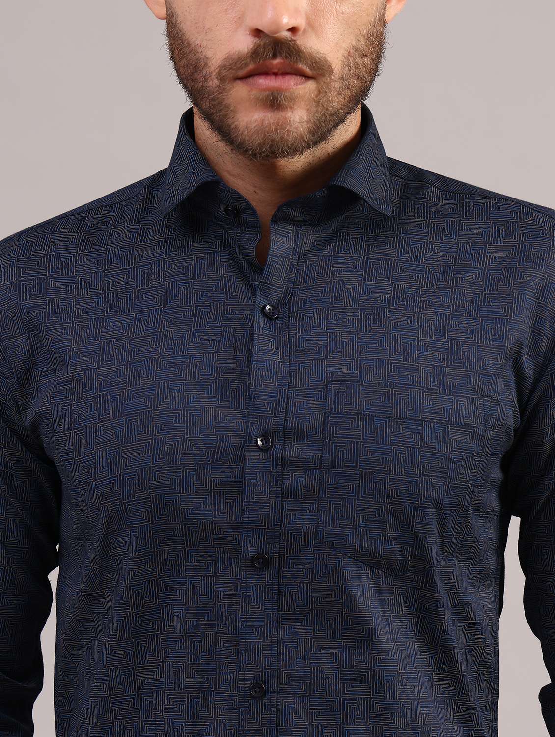 men printed collared long sleeve shirt - 22089048 -  Standard Image - 2