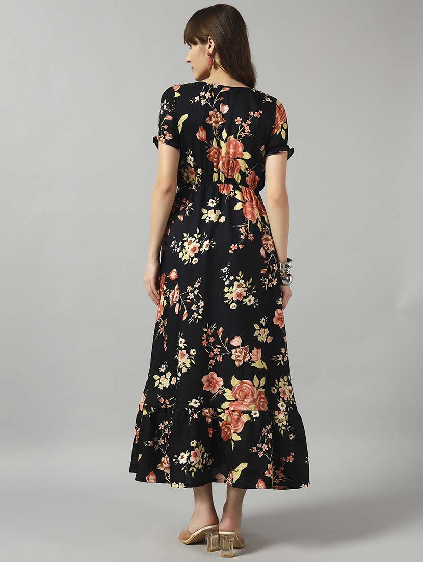 women floral printed puff sleeve tiered dress - 22089294 - Standard Image - 2