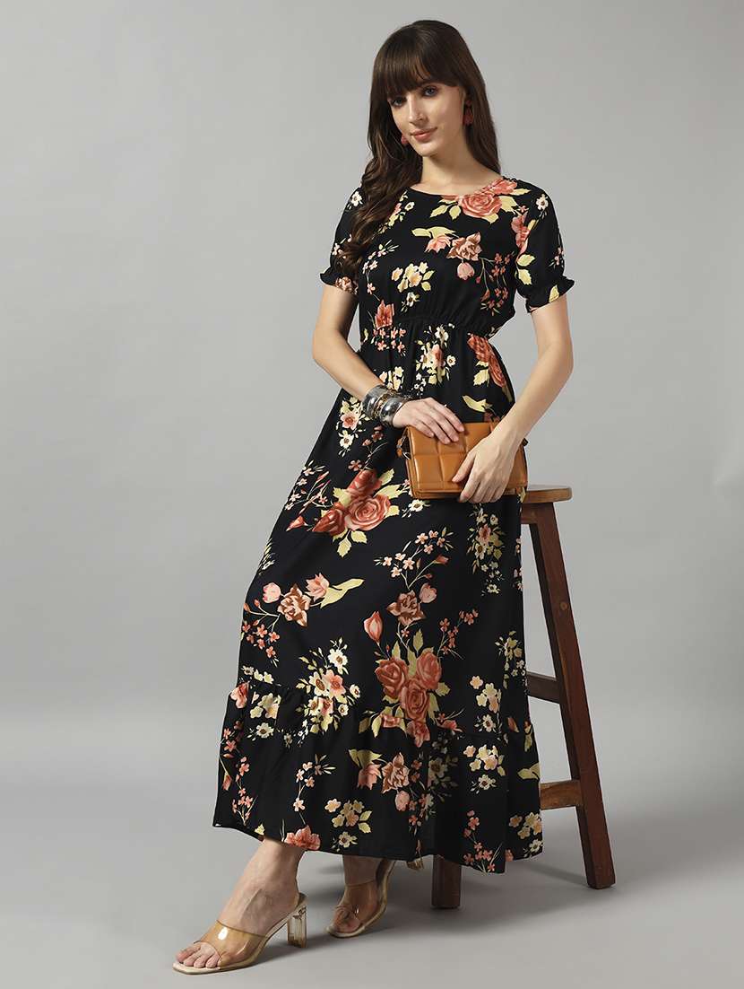 women printed short sleeve tiered dress - 22089298 - Zoom Image - 0