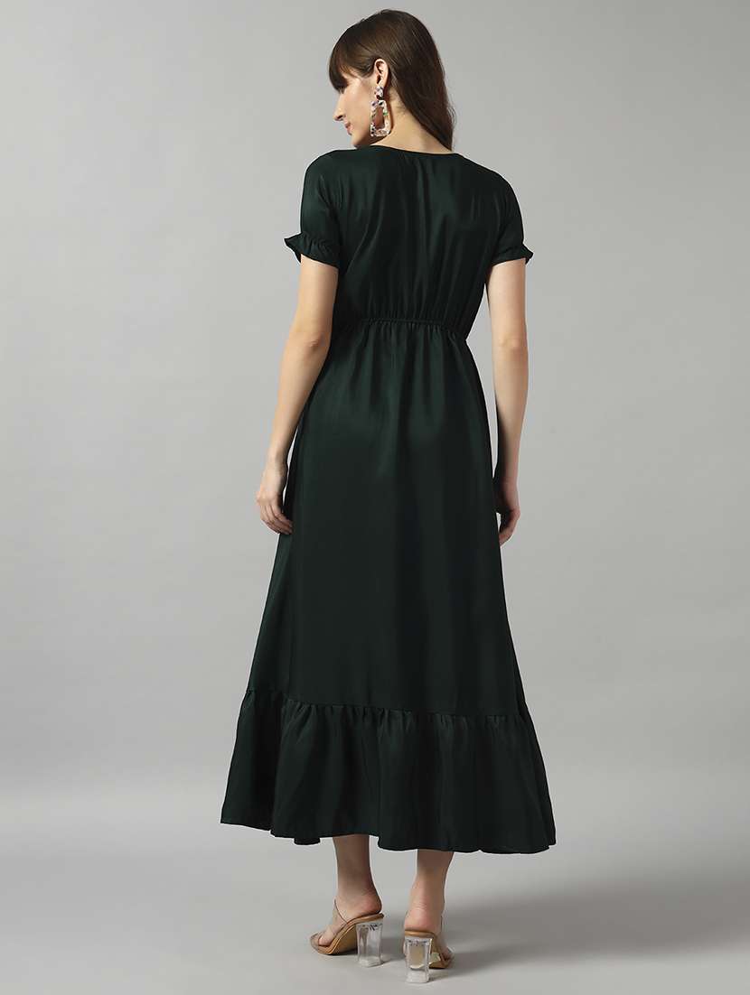 women solid puff sleeve tiered dress - 22089325 -  Standard Image - 2