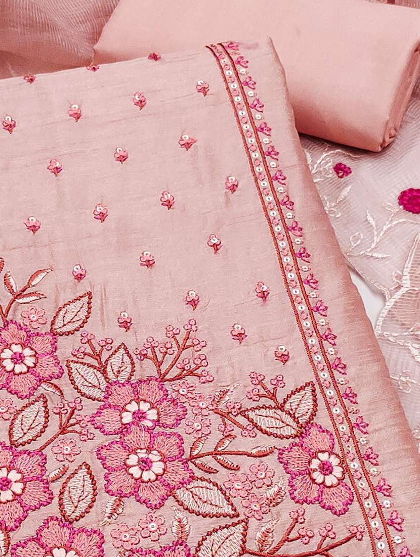 women solid with work embroidered unstitched suit set - 22091916 -  Standard Image - 2