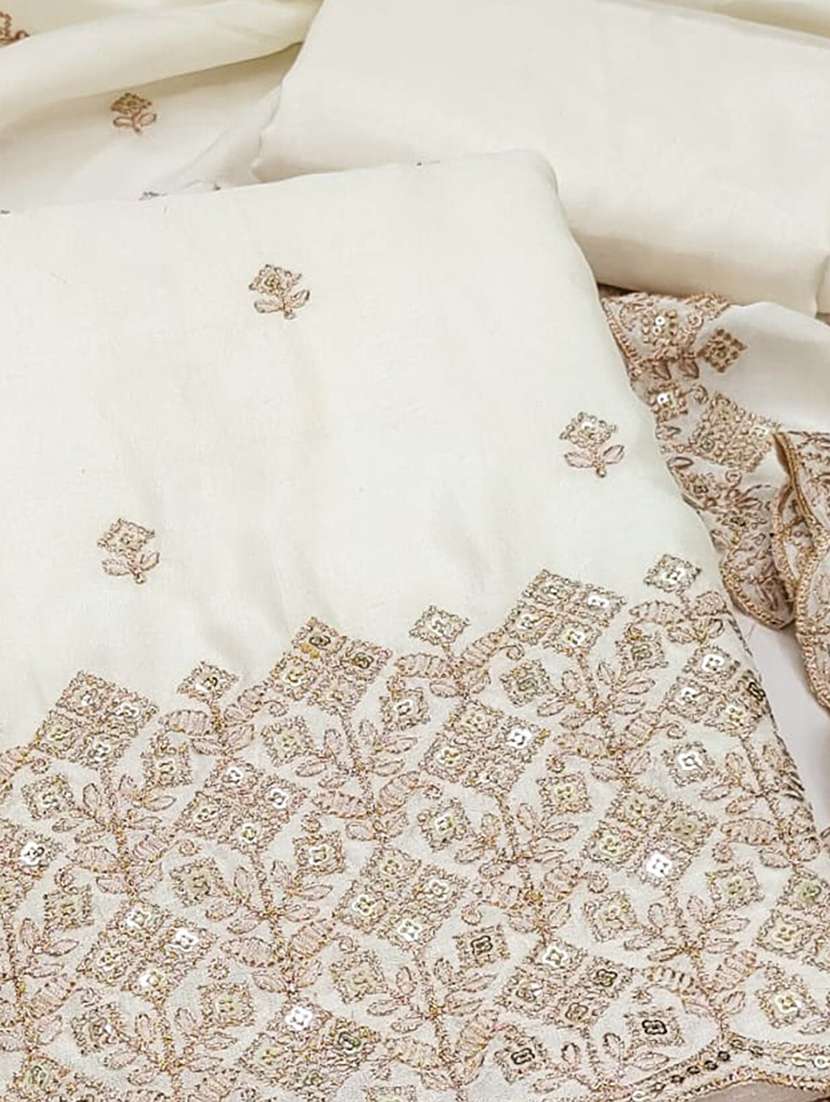 women solid with work embroidered unstitched suit set - 22091919 -  Standard Image - 2