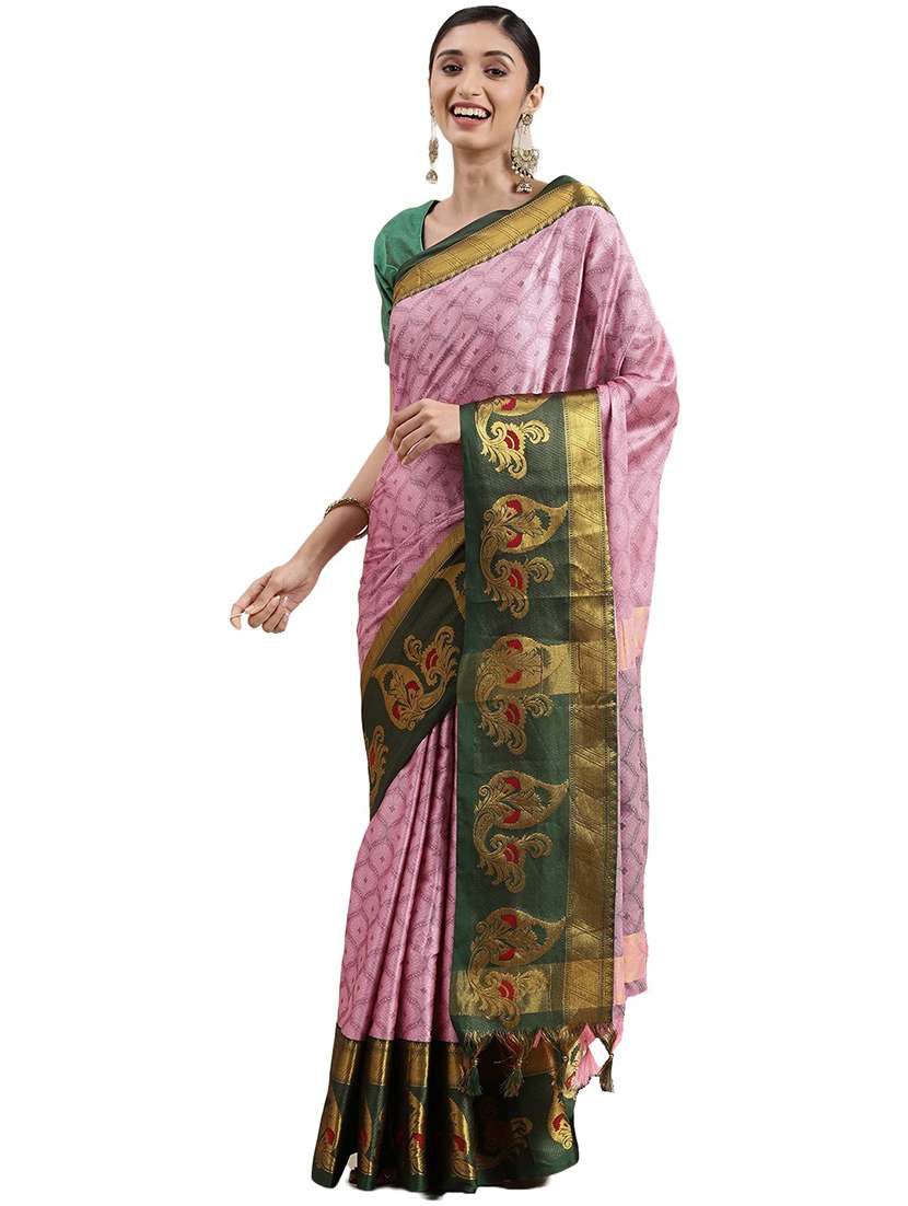 women self design bordered saree with blouse