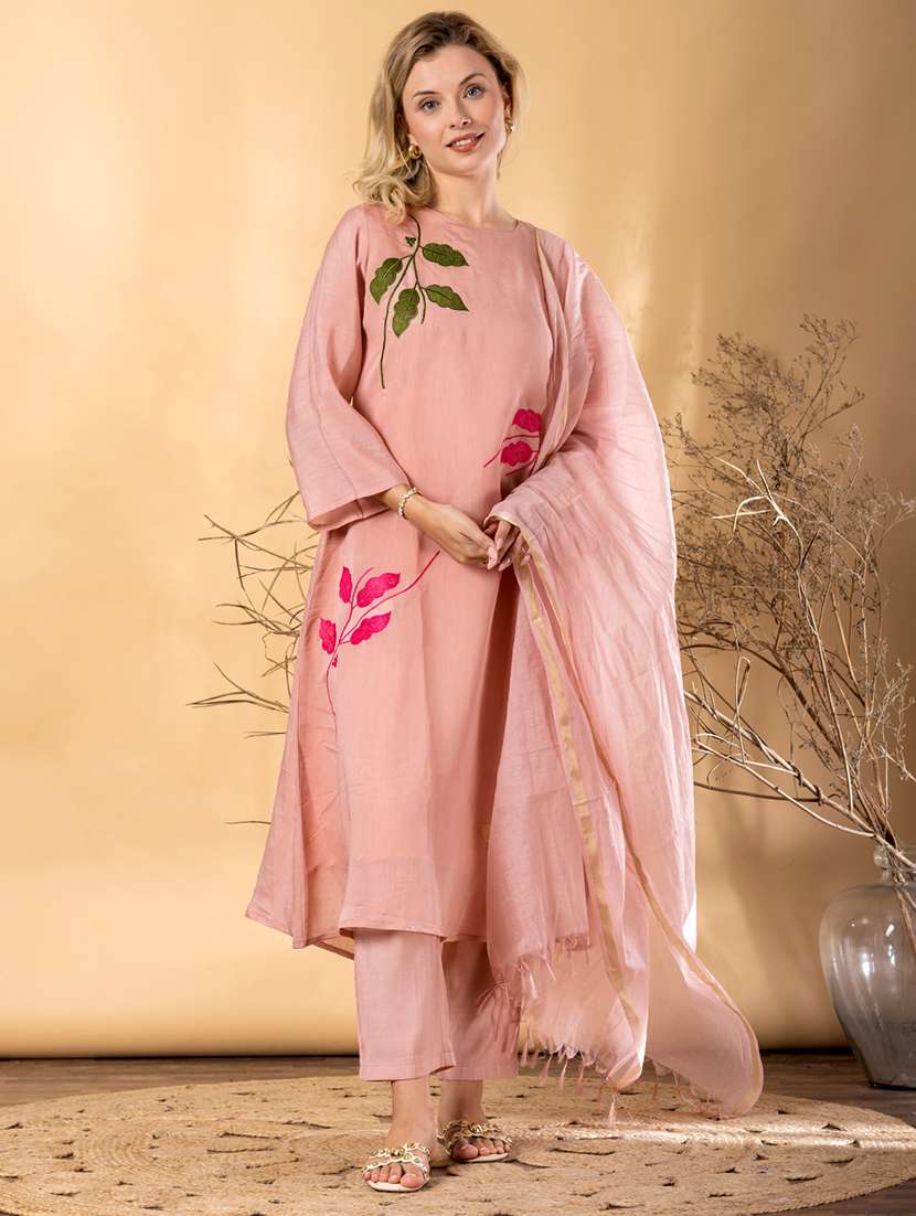 women embroidered three quarter sleeve kurta pant with dupatta set - 22092074 -  Standard Image - 2