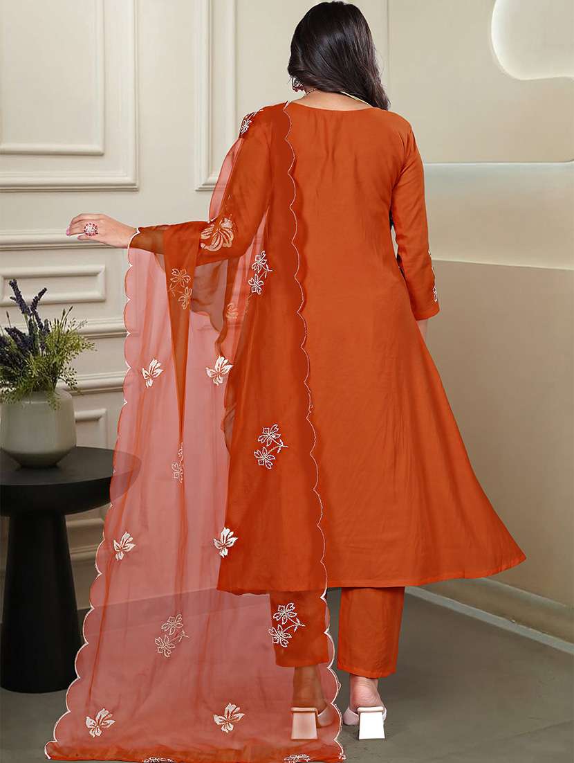 women embroidered three quarter sleeve kurta pant with dupatta set - 22092079 -  Standard Image - 2