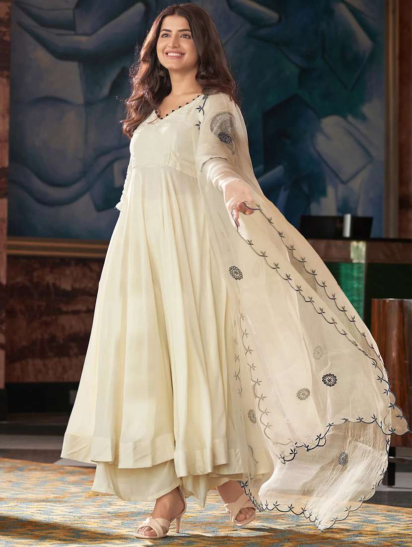 women embroidered three quarter sleeve kurta palazzo with dupatta set - 22092081 -  Standard Image - 2