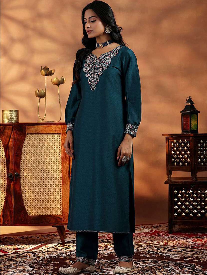 women embroidered long sleeve kurta pant with dupatta set - 22092084 -  Standard Image - 2