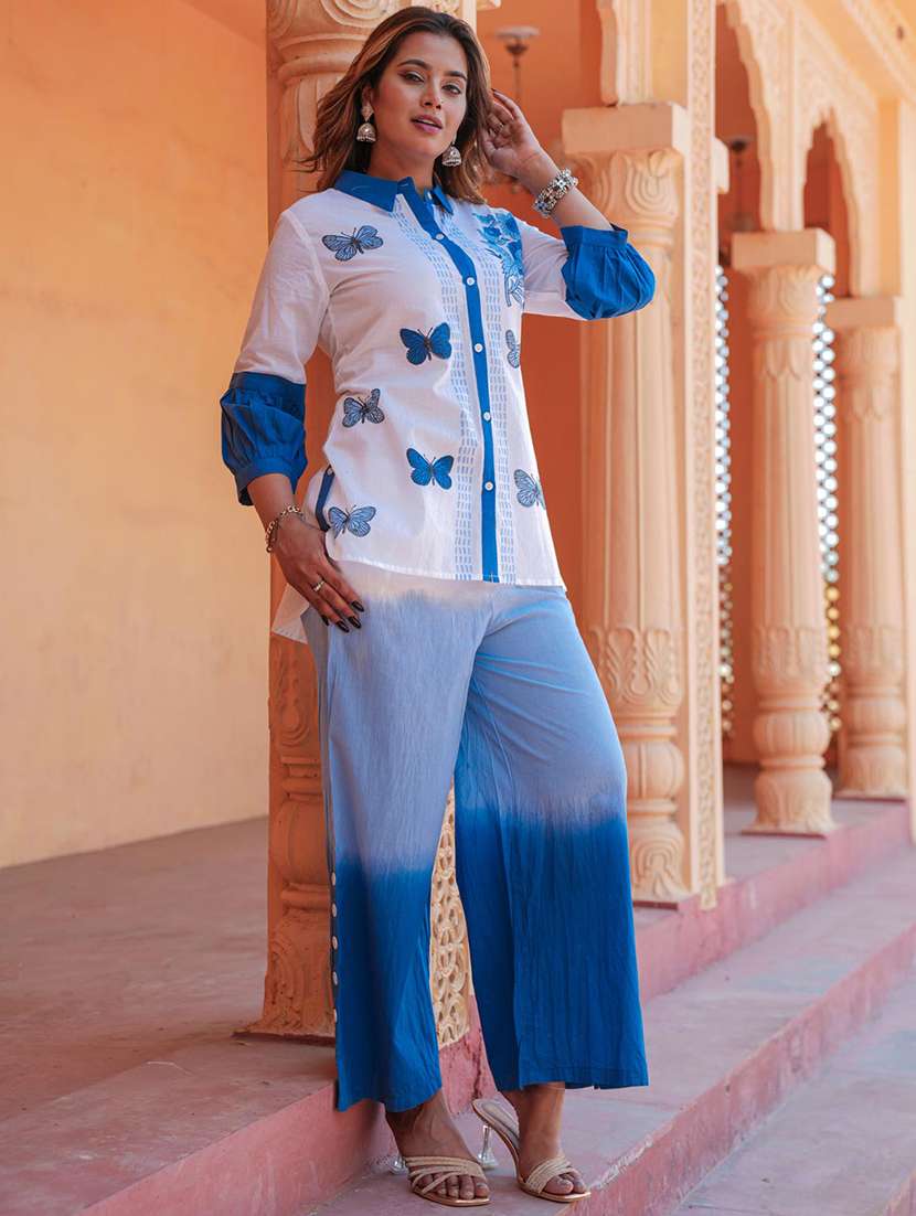 women printed three quarter sleeve ethnic co-ord set - 22092091 - Standard Image - 2