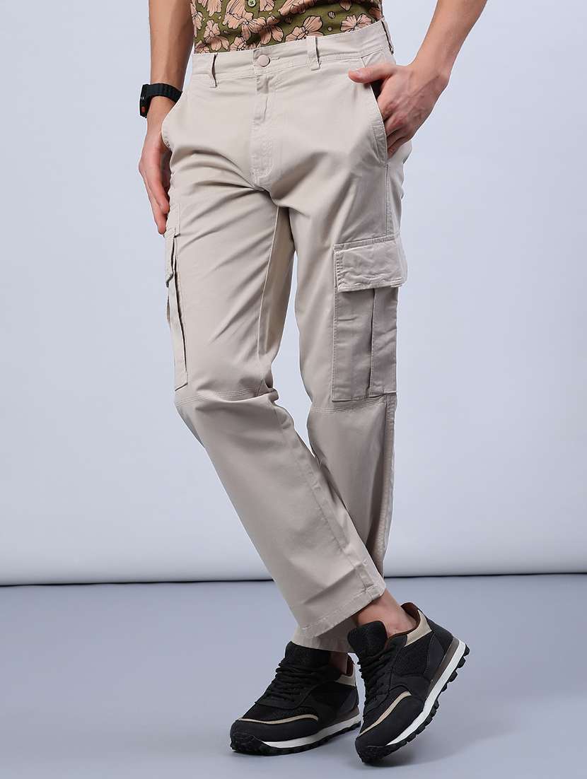 men solid mid rise regular fit cargo - 22092172 -  Standard Image - 2