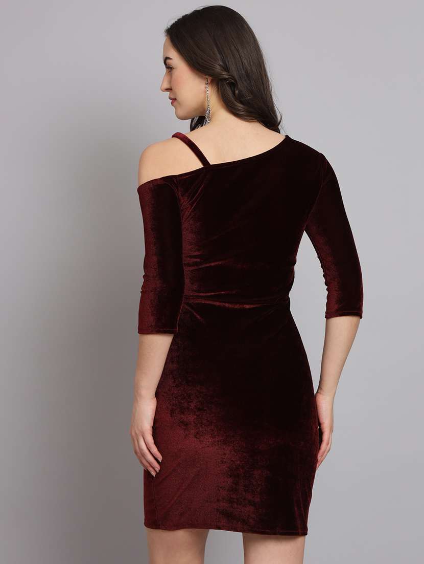 women solid single shoulder bodycon dress - 22092174 - Standard Image - 2